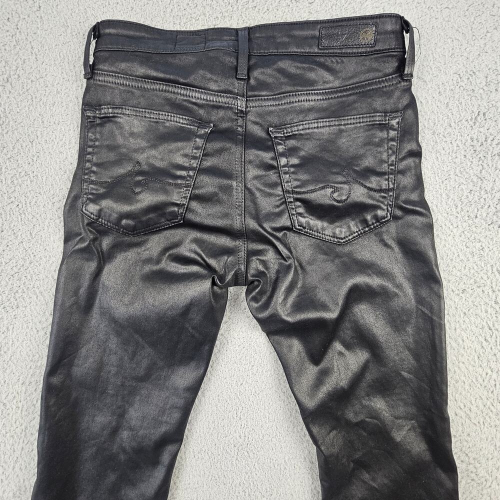 AG Adriano Goldschmied Pants 24 The Jodi Crop Coated Black High Rise Slim Flare - Picture 3 of 8